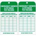 Nmc NMC RPT37 Tags, Emergency Shower And Eye Wash Test Record, 6" X 3", White/Green, 25/Pk RPT37